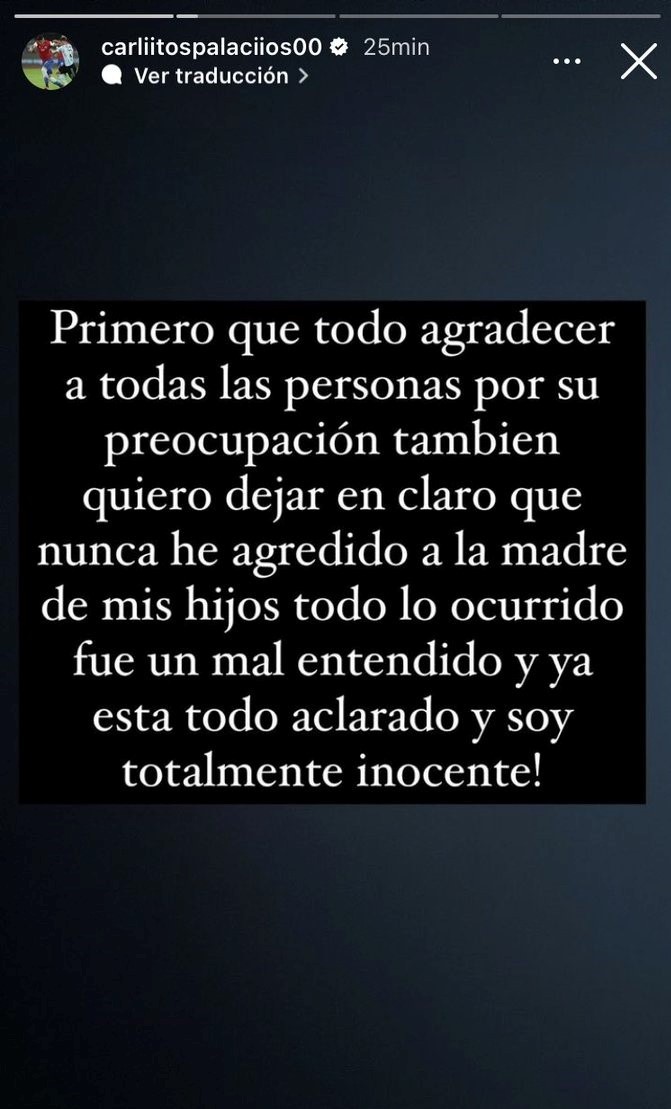 La defensa de Carlos Palacios en redes sociales