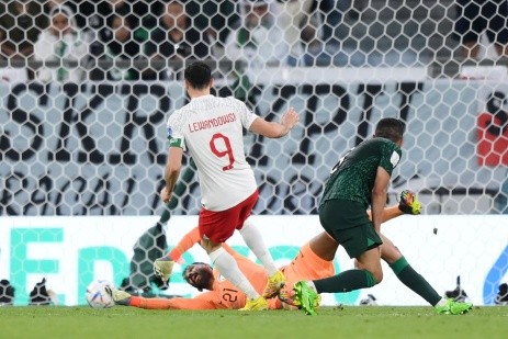 Lewandowski anota su primer gol en un Mundial: fue en la victoria de Polonia ante Arabia Saudita. (Getty Images).