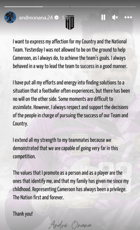 André Onana es marginado de Qatar 2022