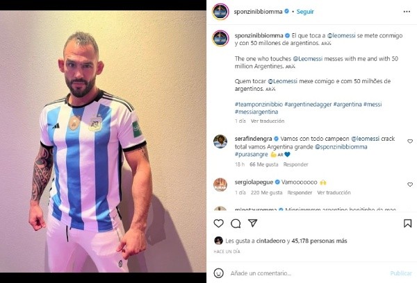 El mensaje de Santiago Ponzinibbio en su Instagram personal. | Foto: Captura.