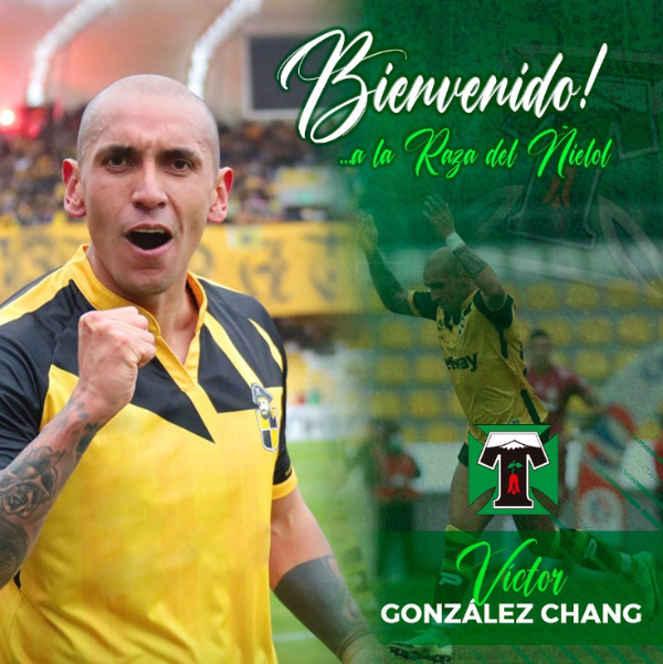 Víctor González Chang, el nuevo refuerzo de Deportes Temuco que fue anunciado con esta imagen. (Captura).