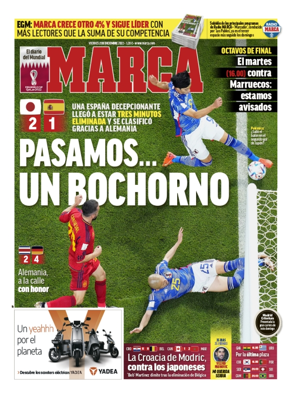 Portada de Marca por la clasificación de España en Qatar 2022