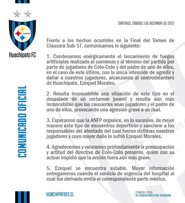 Comunicado de Huachipato.
