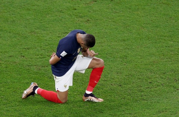 Mbappé y su celebración tras marcarle a Polonia (Getty)