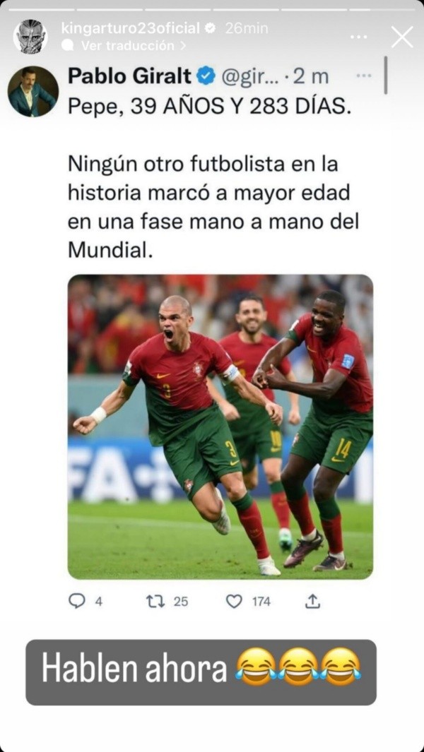 Vidal se motiva con el récord de Pepe.