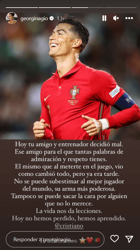 El mensaje de Georgina Rodríguez tras la eliminación de Portugal | @georginagio