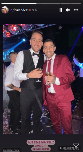 Matías Zaldivia con Ramón Fernández en la fiesta. (Captura Instagram).