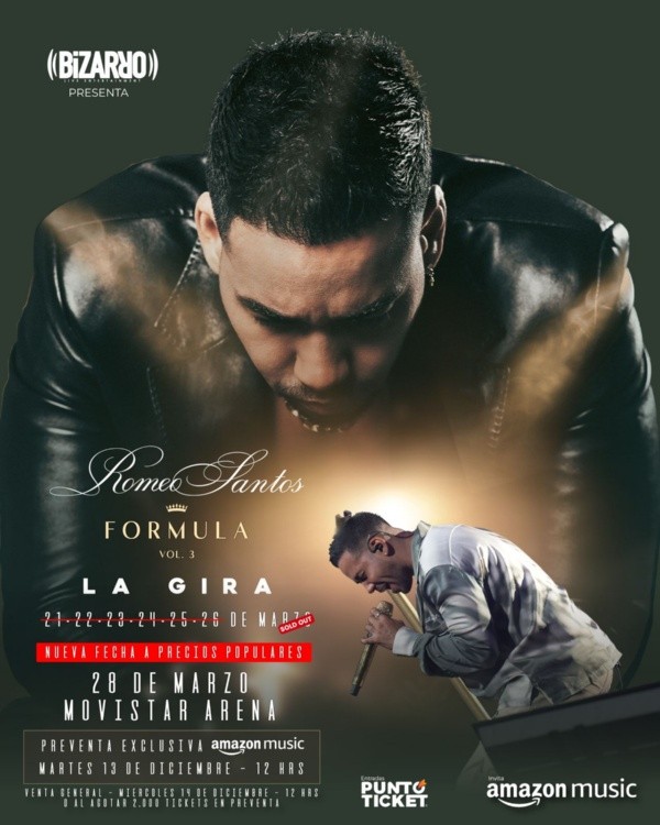 ¡INCREÍBLE! Romeo Santos agenda séptima fecha en Chile.(Foto: Bizarro)