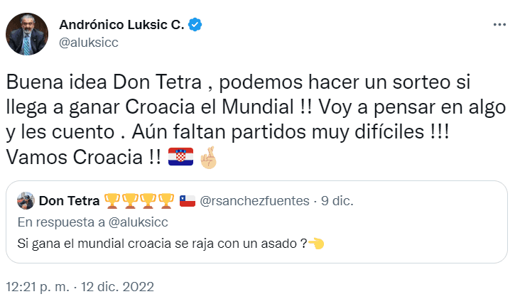 Luksic se ilusiona con Croacia campeón | @aluksicc