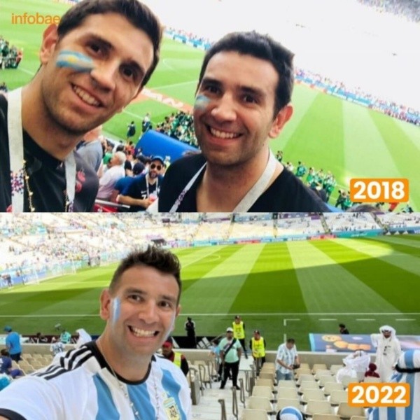 Como hinchas y ahora protagonista. Foto: Infobae.