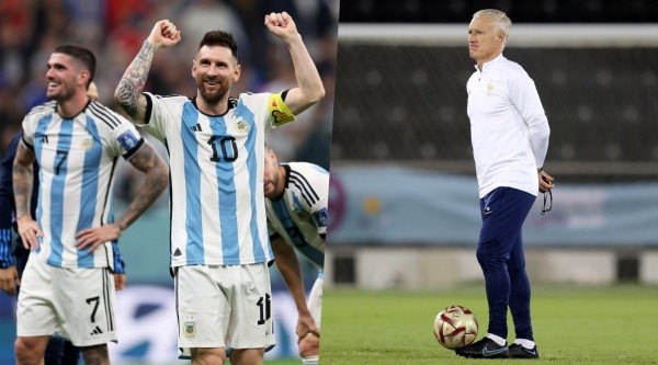 Messi celebra, Deschamps mira atento. Este domingo habrá nuevo campeón del mundo. | Foto: Getty