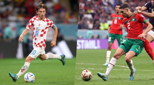 Modric y Hakimi chocan este sábado por el tercer lugar del Mundial. | Foto: Getty