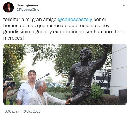 El saludo de Elías Figueroa en su Twitter. | Foto: Captura.