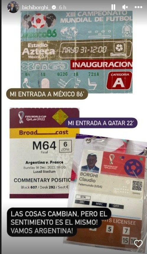 Así palpitó Borghi la previa de la final Argentina-Francia (Instagram)