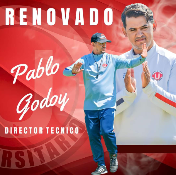 La gráfica del Universitario de Vinto para anunciar la renovación del DT paraguayo Pablo Godoy, quien está muy cerca de cambiar de club.