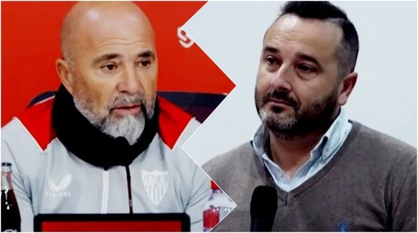 Sampaoli tuvo un tenso momento con el periodista Tito González. | Foto: Captura.