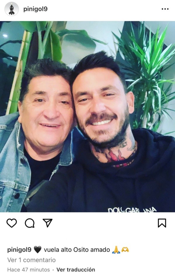 El mensaje de Pinilla a su exsuegro en Instagram.
