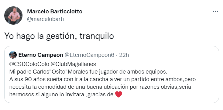 El gesto de Marcelo Barticciotto con un exfutbolista de Colo Colo y Magallanes