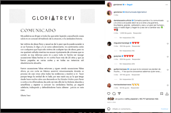 Las horribles acusaciones contra de Gloria Trevi.(Foto: Instagram)