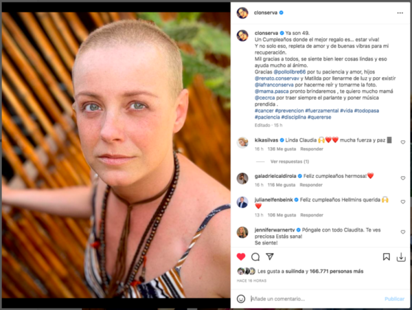 ClaudiaConserva se muestra “repleta de amor” en su cumpleaños.(Foto: Instagram)