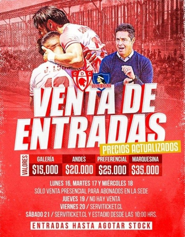 El afiche de Copiapó para la venta de entradas del partido ante Colo Colo