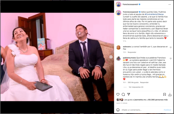 Pancho Saavedra lamenta fallecimiento de novia de Contra Viento y Marea.(Foto: Instagram)