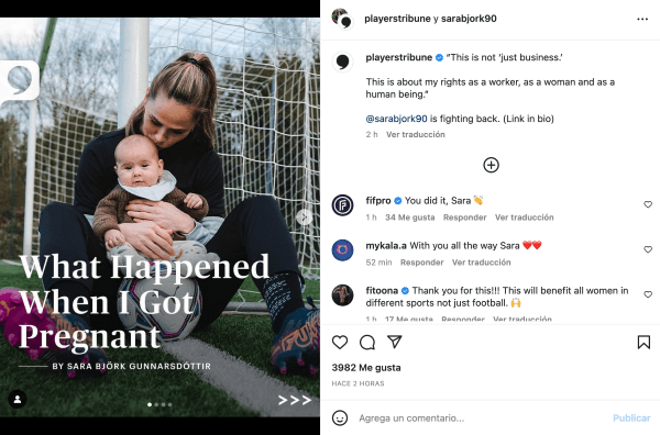 La historia de Sara Björk Gunnarsdóttir fue relatada por ella misma en el medio The Players Tribune | Instagram