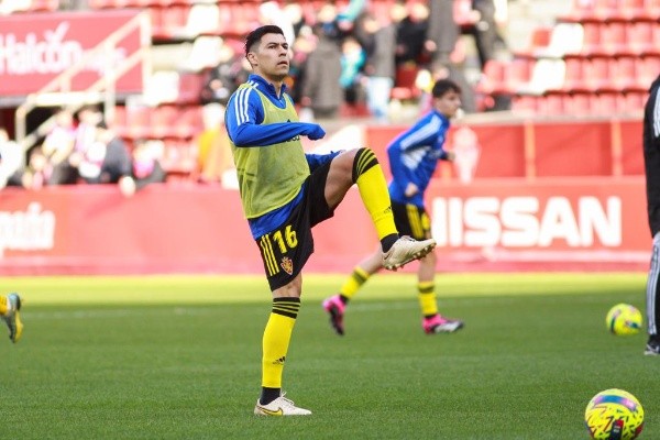 Tomás Alarcón jugó solo 7 minutos y vio la tarjeta roja. Foto: Comunicaciones Zaragoza.