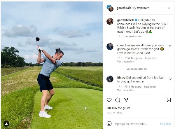 Gareth Bale y su anuncio en redes sociales (Instagram)