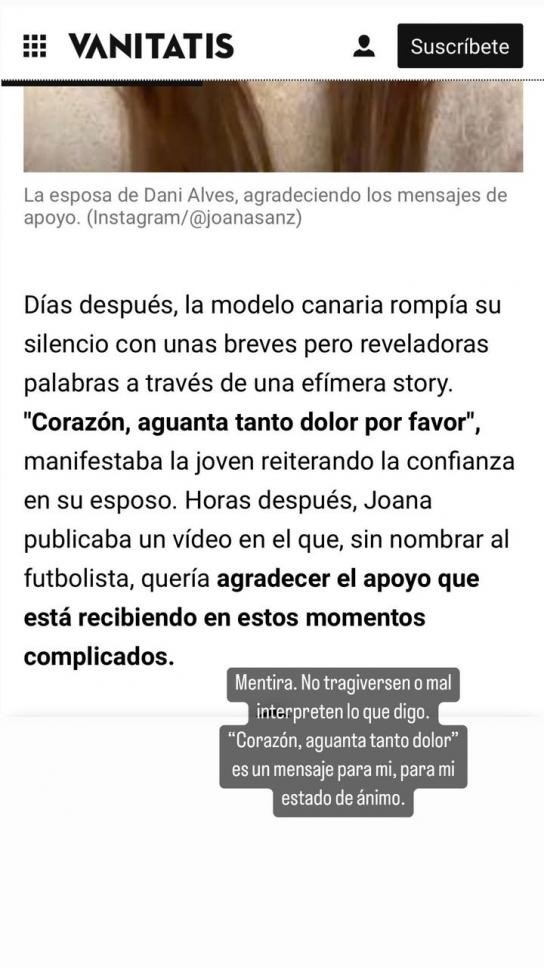 La aclaración de la modelo en redes sociales causó confusión respecto a su postura en el caso. (Instagram).