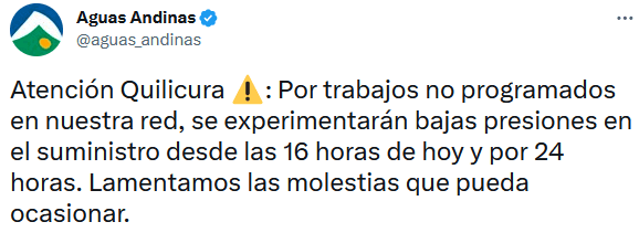 Twitter: Aguas Andina