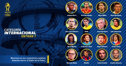 Los 16 candidatos a formar parte del Salón de la Fama del Fútbol Internacional. Foto: @famasalon