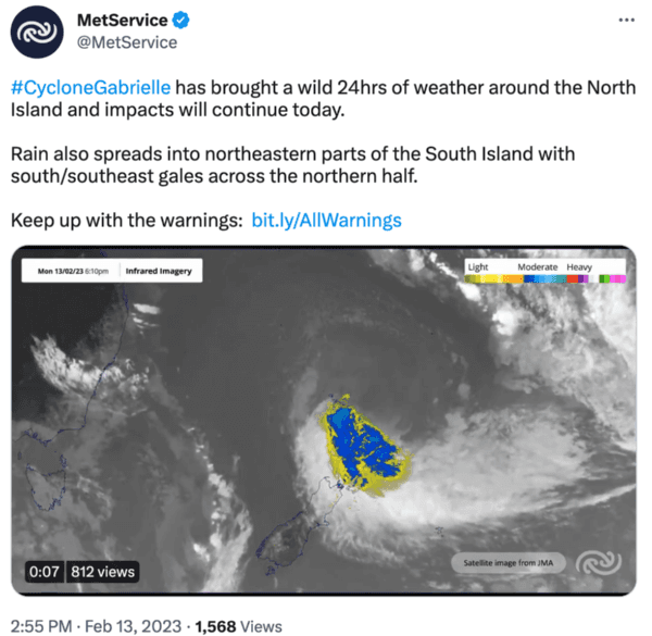 El Servicio Meteorológico de Nueva Zelanda aseguró que la tormenta bajará de intensidad en las próximas horas.