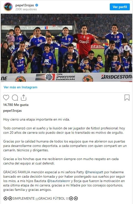 El anuncio de José Rojas en Instagram