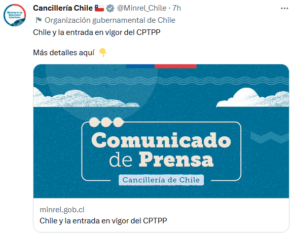 Twitter: Cancillería Chile