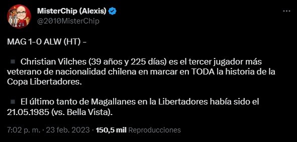 MisterChip y el veterano goleador Quili Vilches en Copa Libertadores con Magallanes.