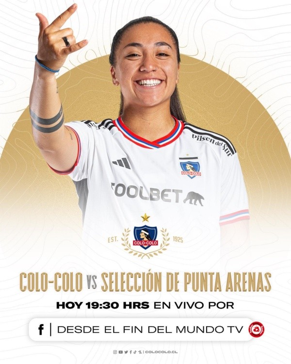 El afiche de anuncio del amistoso de este martes. | Colo Colo Femenino