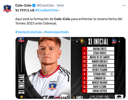 Colo Colo entregó su oncena titular.