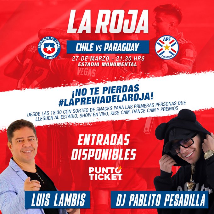 Pablito Pesadilla y Luis Lambis estarán en la previa de la Roja. | Foto: @LaRoja