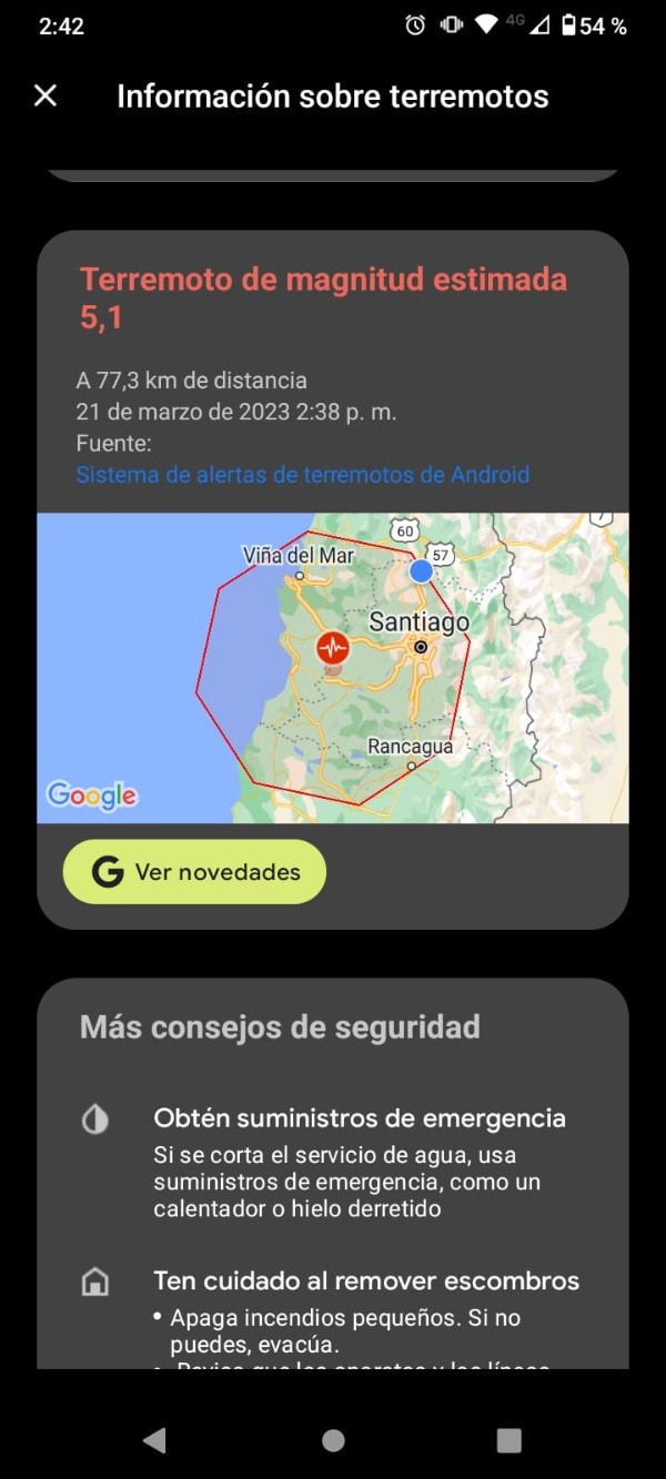 Alerta de sismo en Android