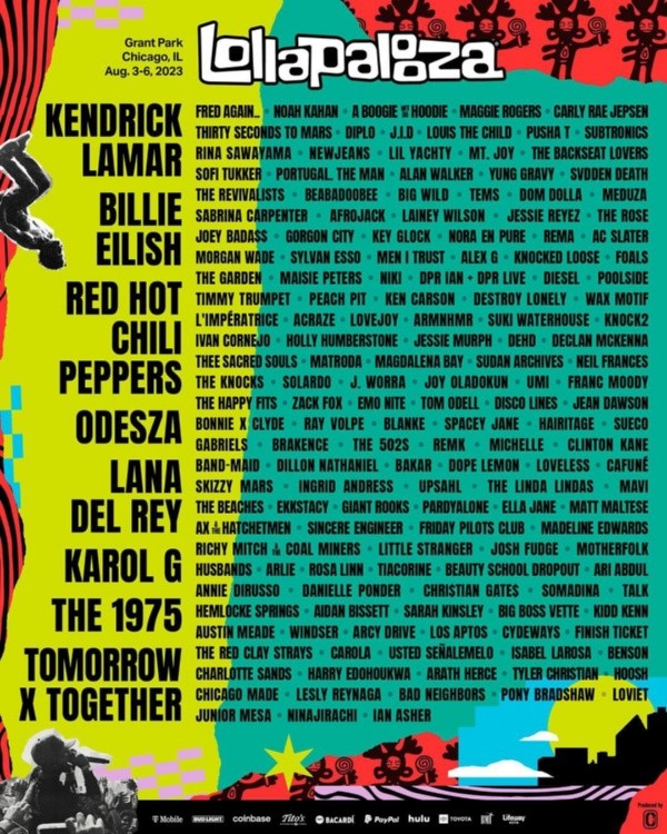 Lollapalooza Chicago 2023 revela lineup oficial para los 3 días