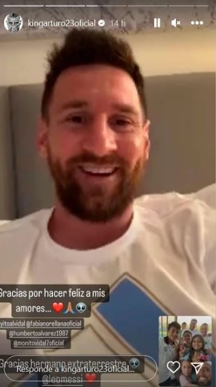 La videollamada de Messi a Vidal y su familia (Instagram)
