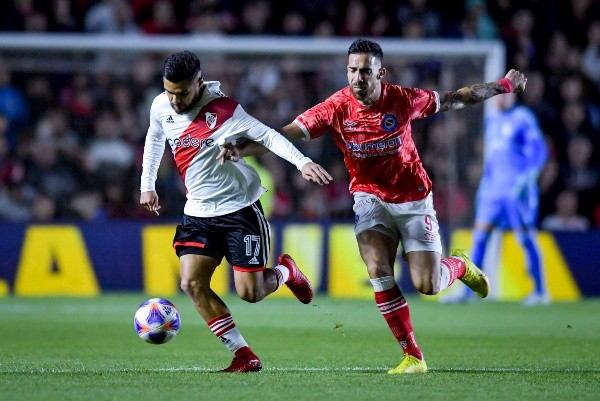Paulo Díaz en acción por River Plate. Ha jugado 3 partidos en la Liga Profesional 2023. (Getty Images).