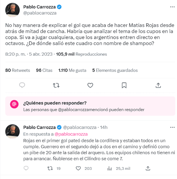 Los molestos tuits del periodista Pablo Carrozza