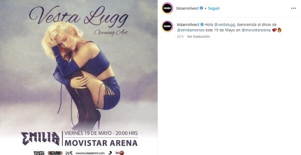 Vesta Lugg será telonera de Emilia