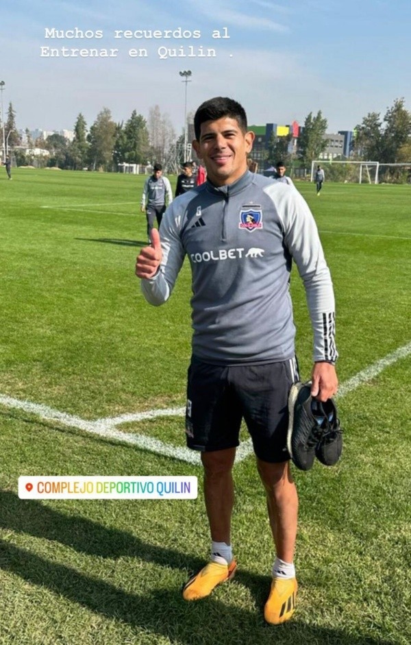 Esteban Pavez feliz entrenando en Quilín. Foto: Instagram.
