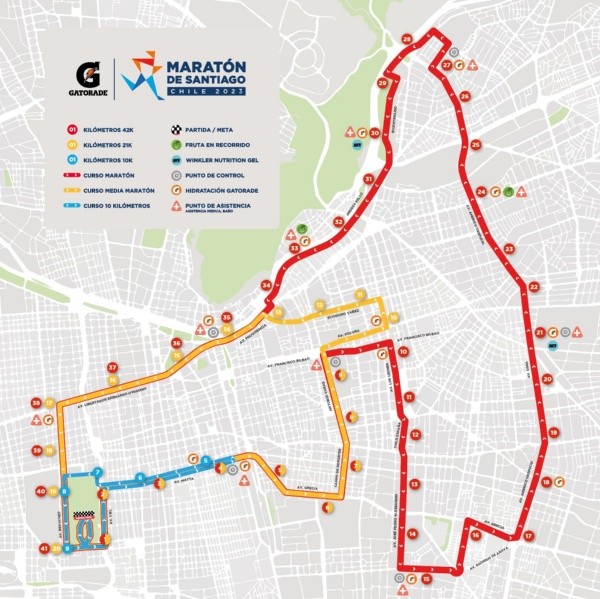 Mapa Maratón de Santiago 2023.